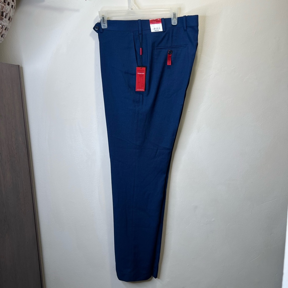 Adolfo Blue Dress Pants Tapered Fit 36/32